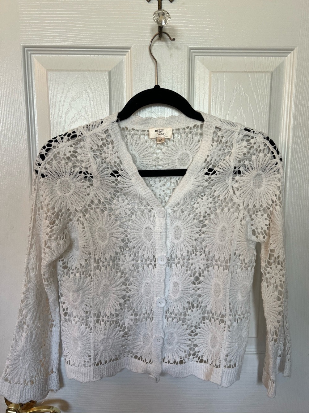 Dizzy Lizzy Kids Open-Knit Floral Crochet Cardigan 100% Cotton